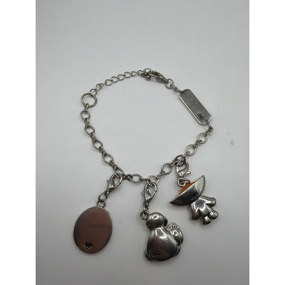 Webkinz Charm Bracelet Kids Silver Enamel Chihuahua Poncho Ms Birdy Duckling